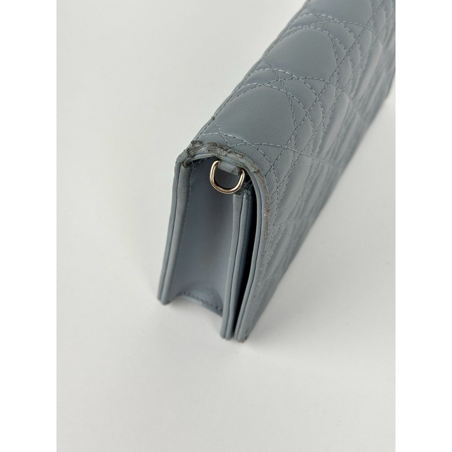 Christian Dior Lady Dior Chain Wallet Lambskin Cloud Blue B-9