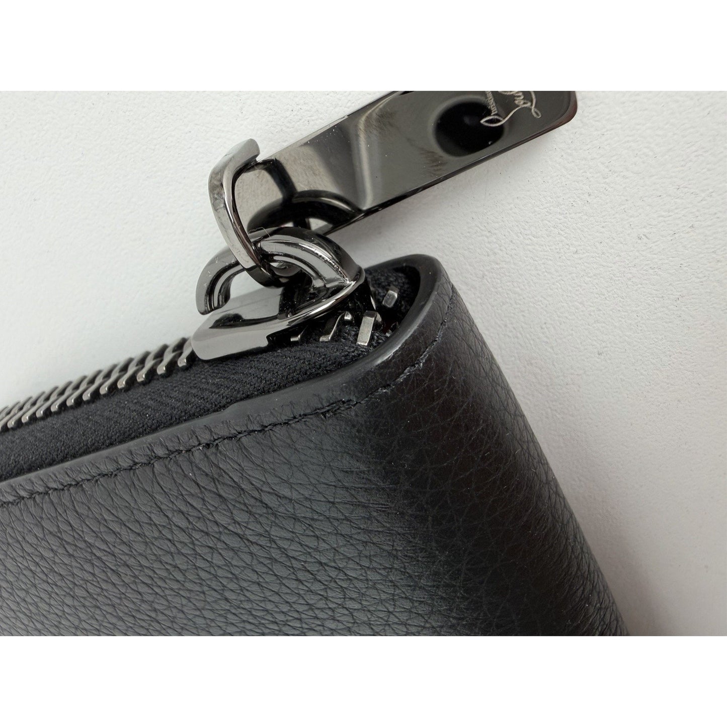 Christian Louboutin Panettone Wallet Black Leather Body & Red Monogram Canvas K3