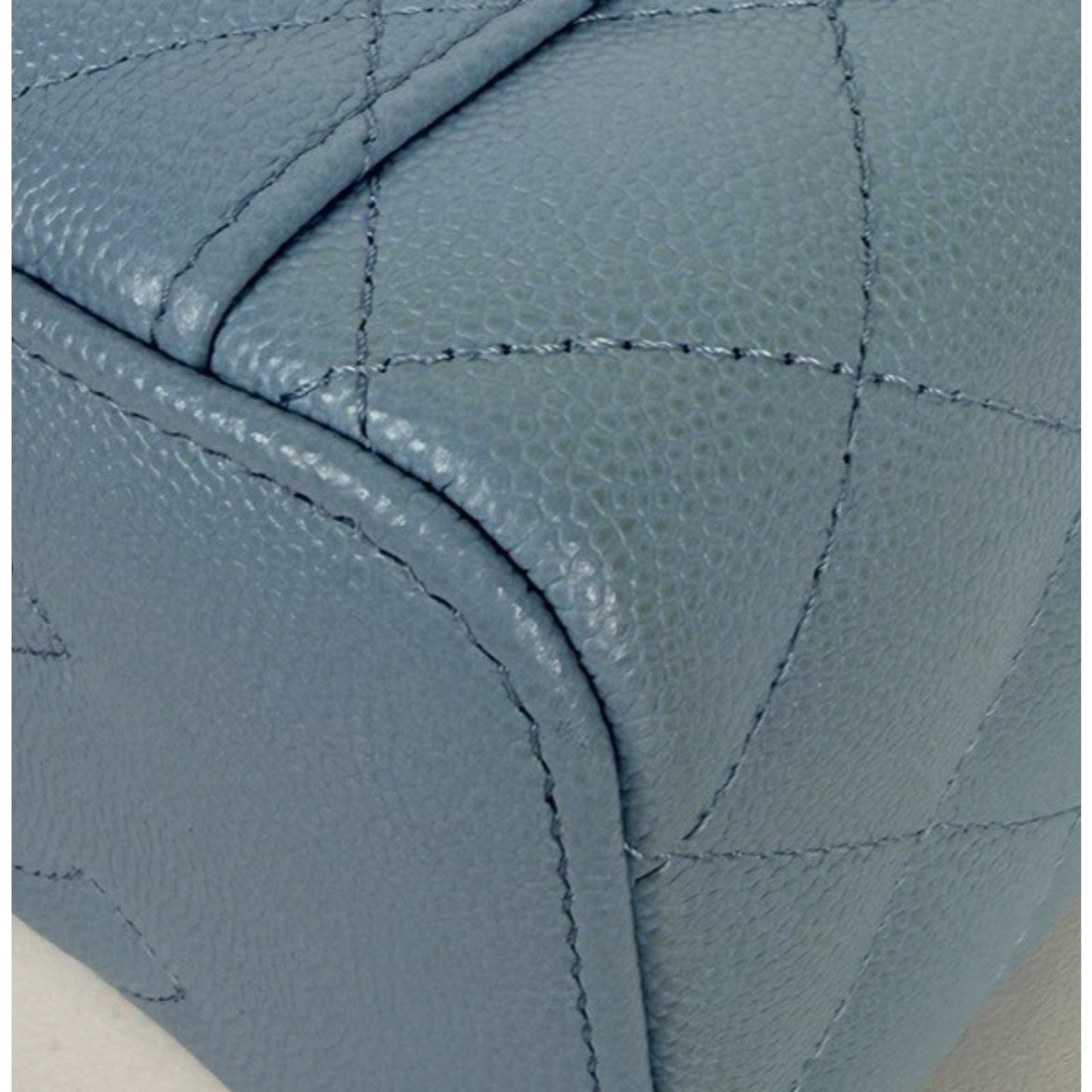 Chanel Caviar Quilted Vanity Small Case Bag With Chain in Light Blue