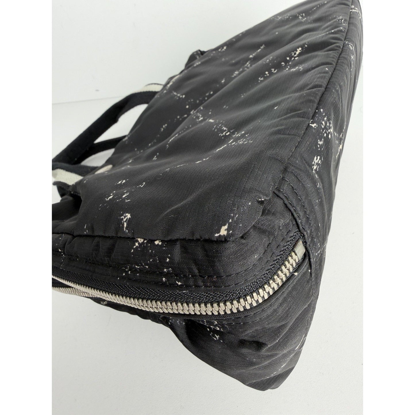 Chanel Travel Ligne Boston Vintage Duffle Bag in Black Printed Nylon 2000-2002 S