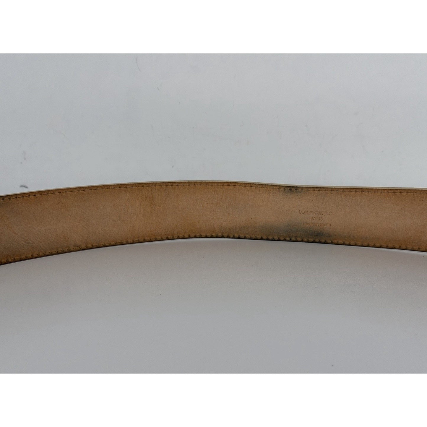 Louis Vuitton Initiales Belt 90-36 Damier Azur Canvas & Gold-Tone Hardware K1
