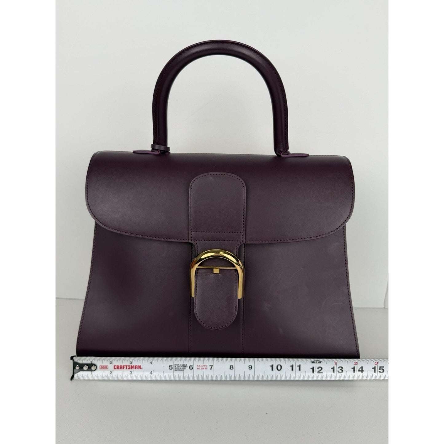 Delvaux Brillant Top Handle Bag GM in Deep Purple & Gold Leather B-6