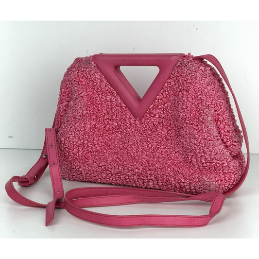 Bottega Veneta Boucle The Point Top Handle Bag Small in Pink Curly Raffia S19