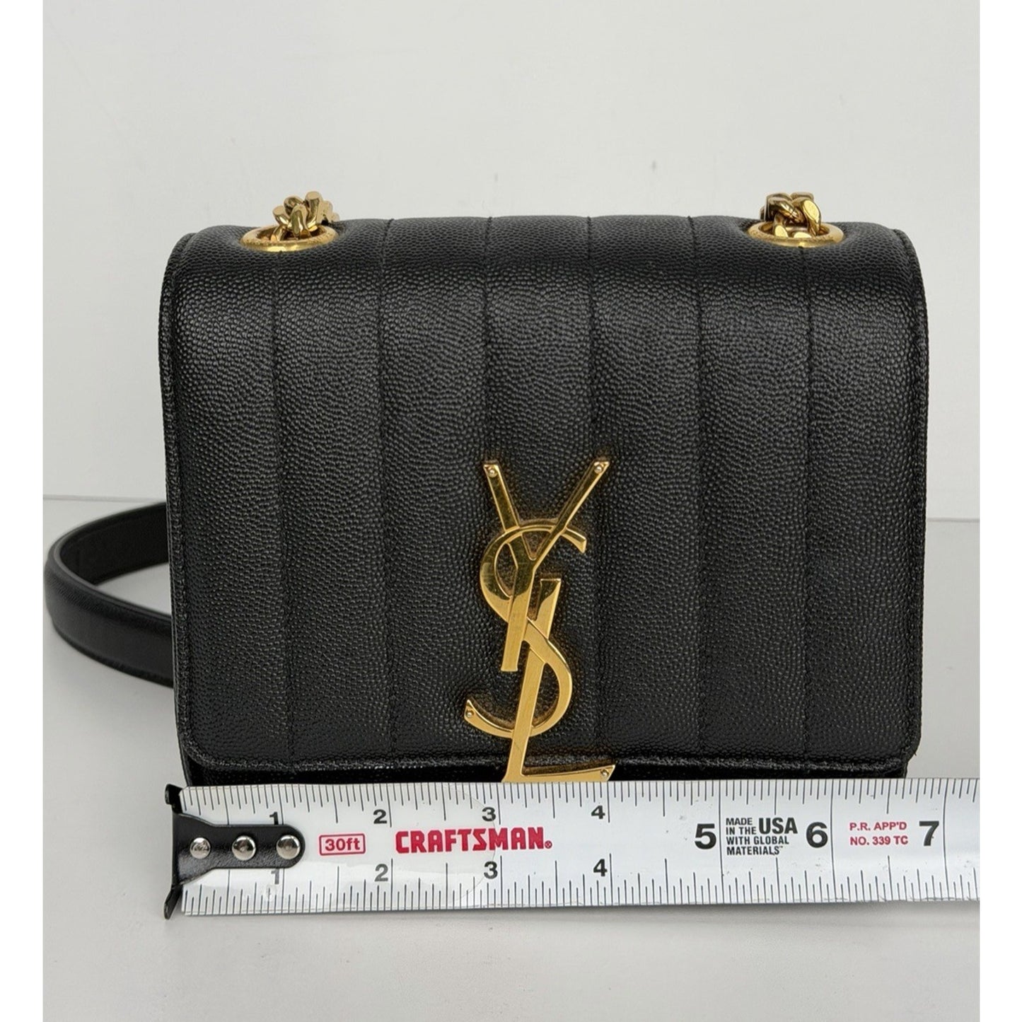 Saint Laurent Vicky Small Black Chain Quilted Bag S02