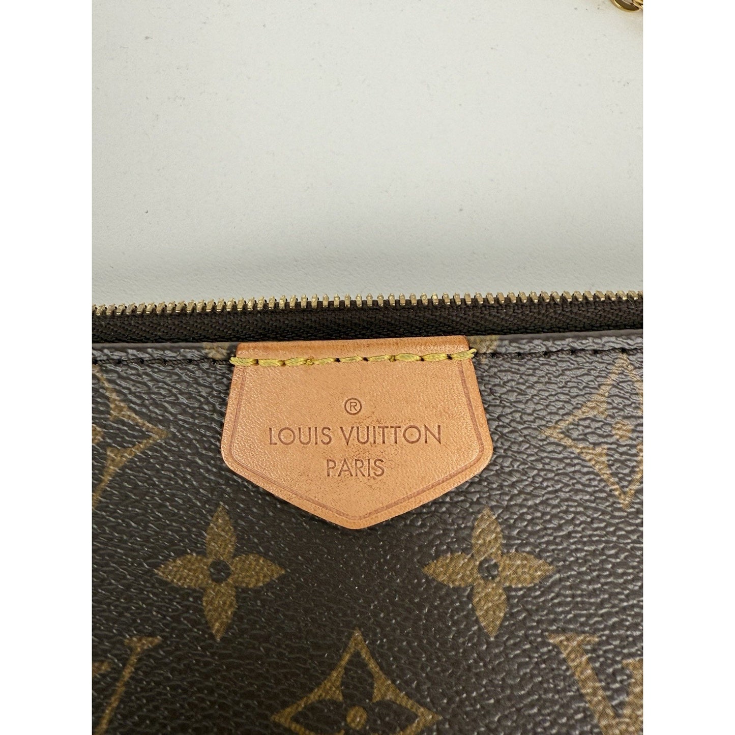 LOUIS VUITTON Multi Pochette Accessoires Brown Canvas Pink Strap Shoulder Bag