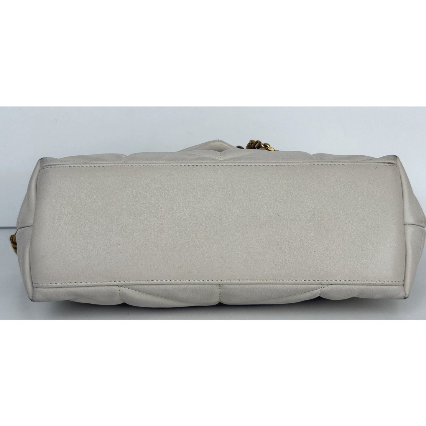 Saint Laurent Loulou Puffer Small Shoulder Bag Quilted White Chevron Leather