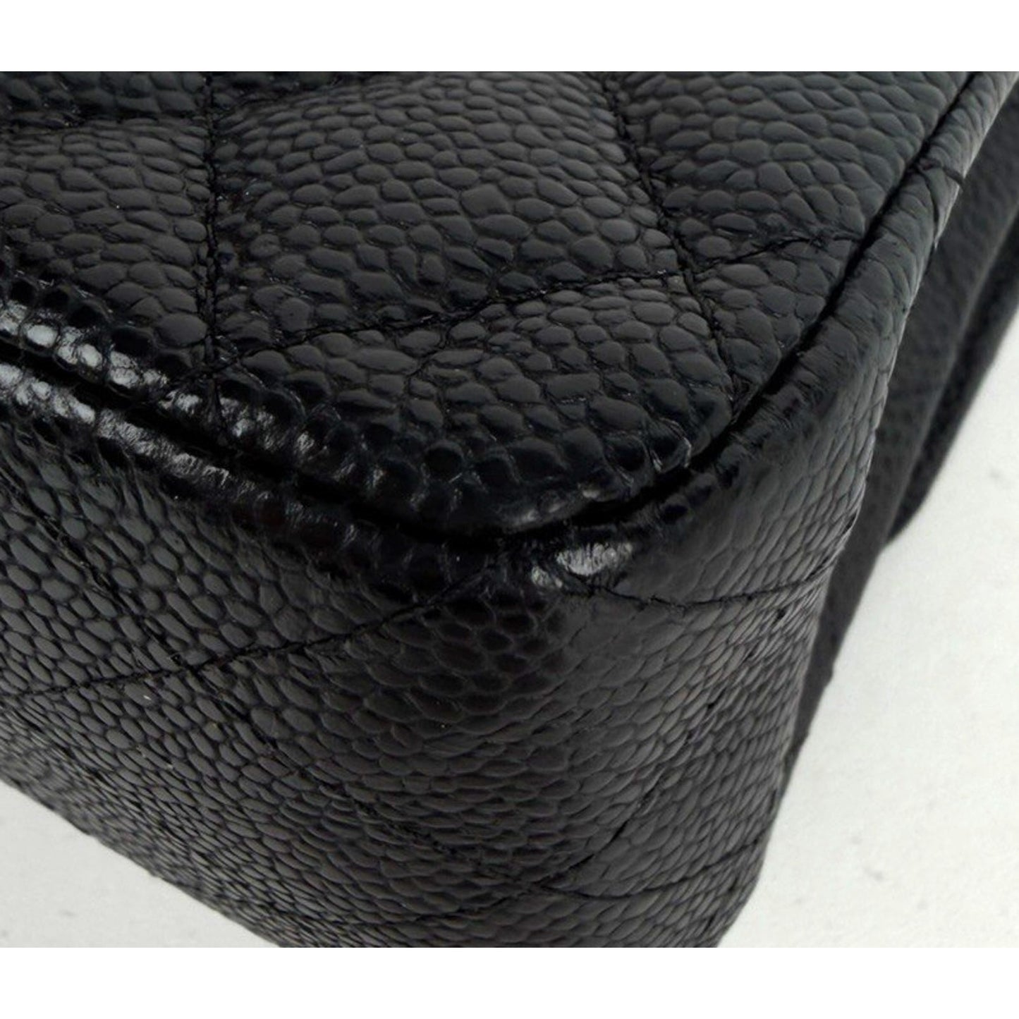 Chanel Classic Double Flap Small Bag Black Caviar Leather Silver Hardware NFC D7