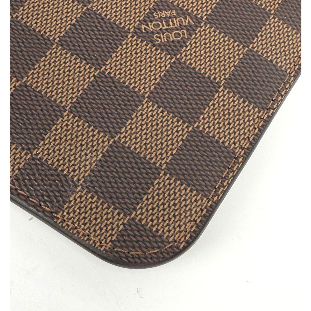 Louis Vuitton Neverful MM Pouch in Damier Ebene Brown Coated Canvas
