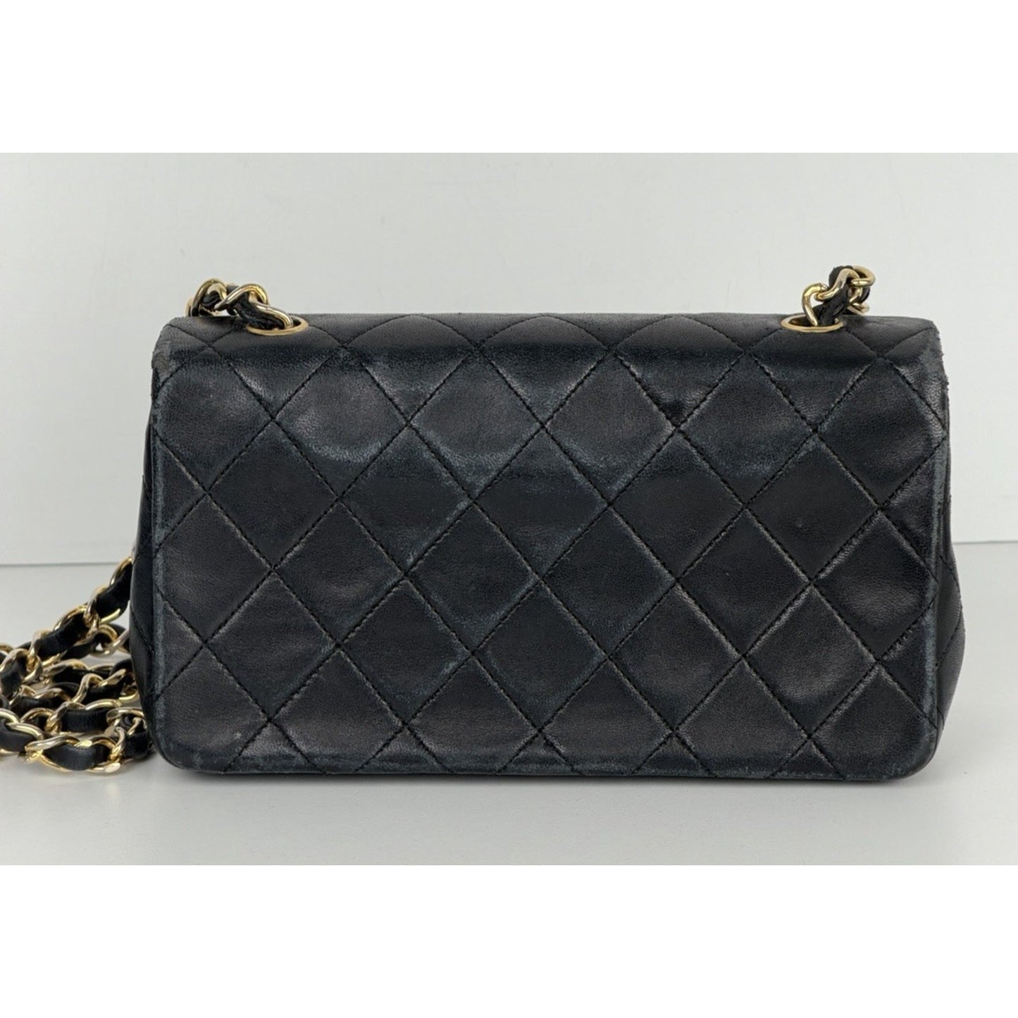 Chanel Mini Single Flap Bag Black Quilted Lambskin Leather 1989-1991 U2