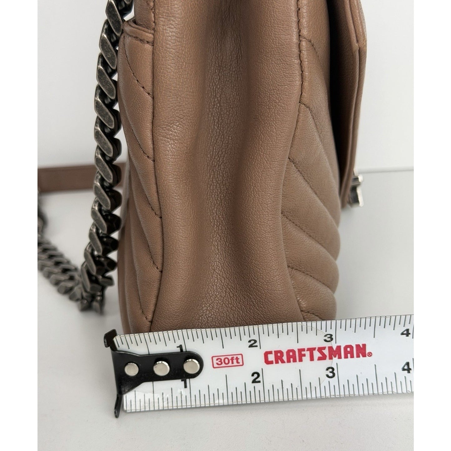 Saint Laurent Monogram College Bag Medium in Brown Quilted Chevron Leather C4