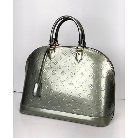Louis Vuitton Alma GM Handbag in Green LV Monogram Vernis Patent Leather 2011 F4