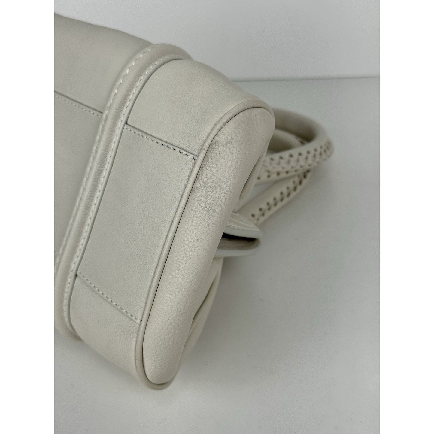 Christian Dior My Dior Frame Satchel White Leather Silver Hardware
