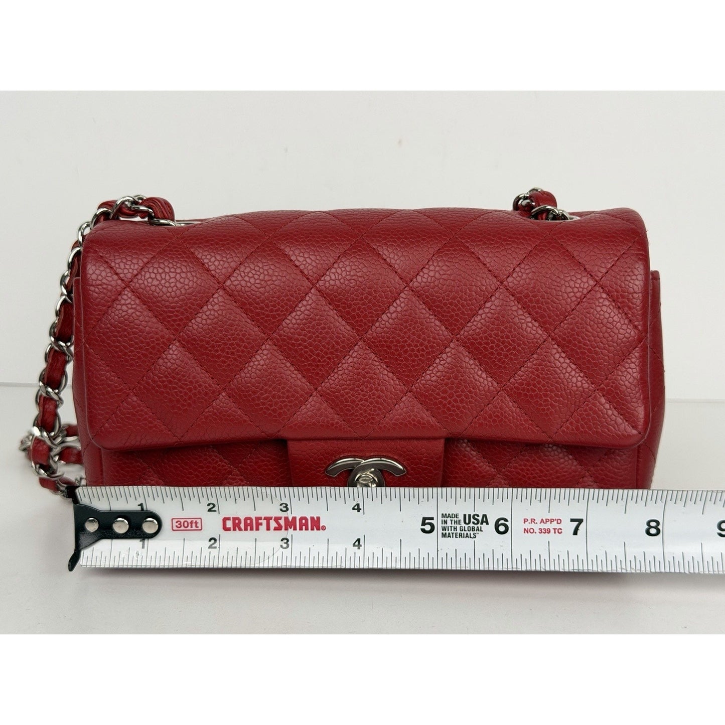 Chanel Classic Mini Rectangular Flap Bag in Red Caviar Leather 2013-2014 B4