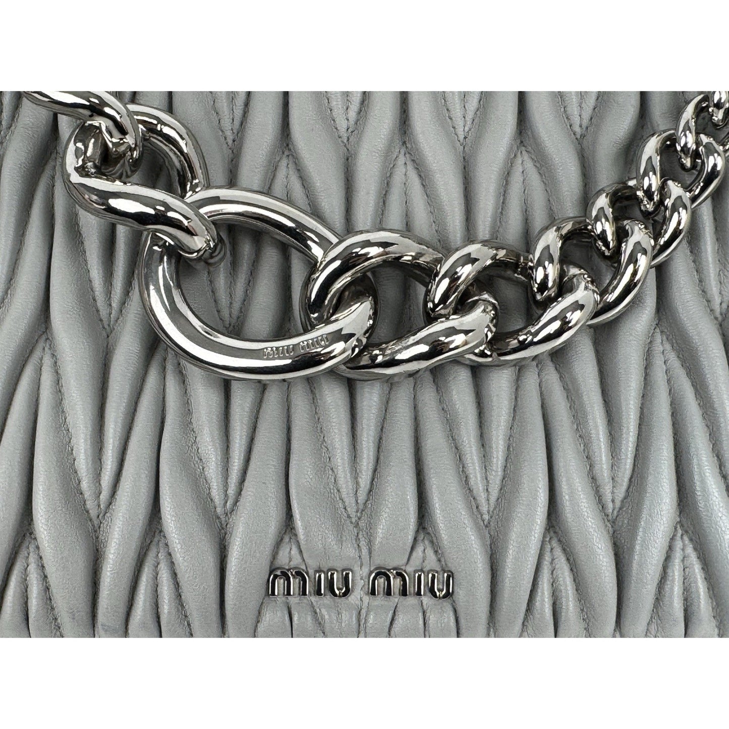 Miu Miu Nappa Matelassé Flap Crossbody Bag Grey B-6