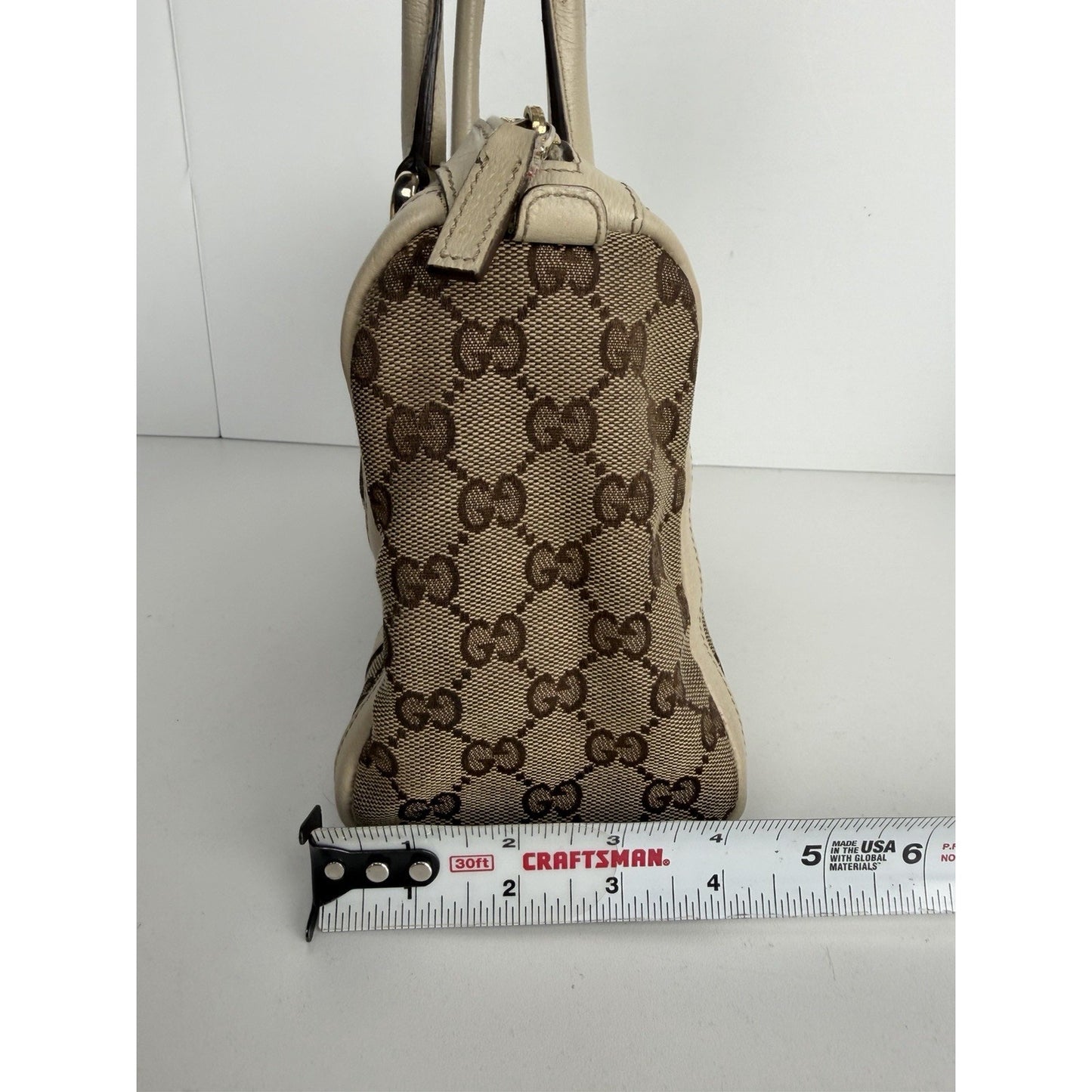 Gucci Abbey Boston Shoulder Bag Small Vintage in Brown GG Monogram Canvas S05