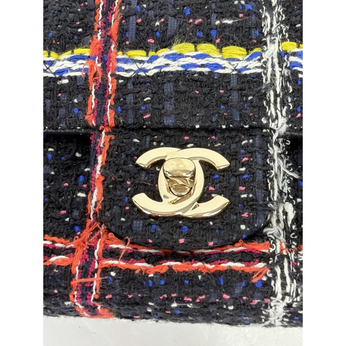 Chanel Classic Single Flap Bag Mini in Multicolor Plaid Tweed Fabric 2020 C2