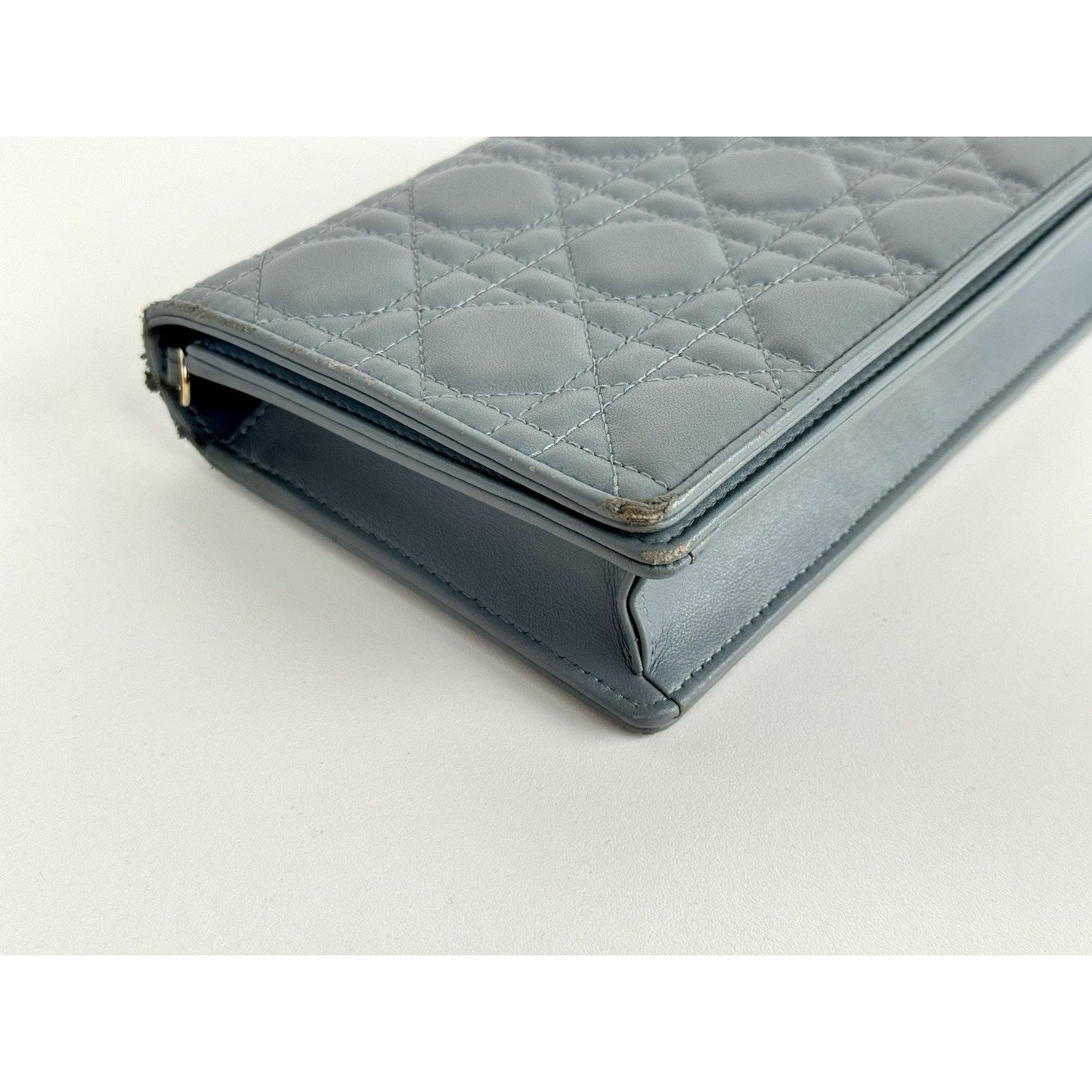 Christian Dior Lady Dior Chain Wallet Lambskin Cloud Blue B-9