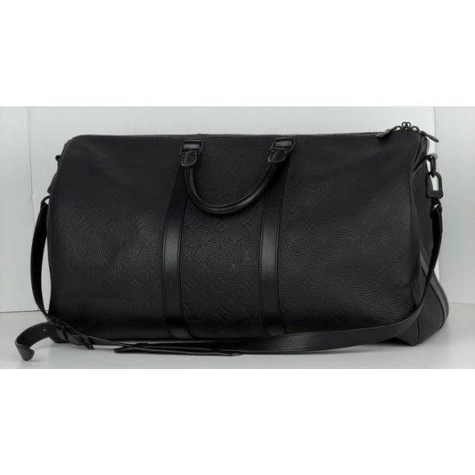 Louis Vuitton Keepall Bandouliere 50 Bag in Black Grained Leather NFC S