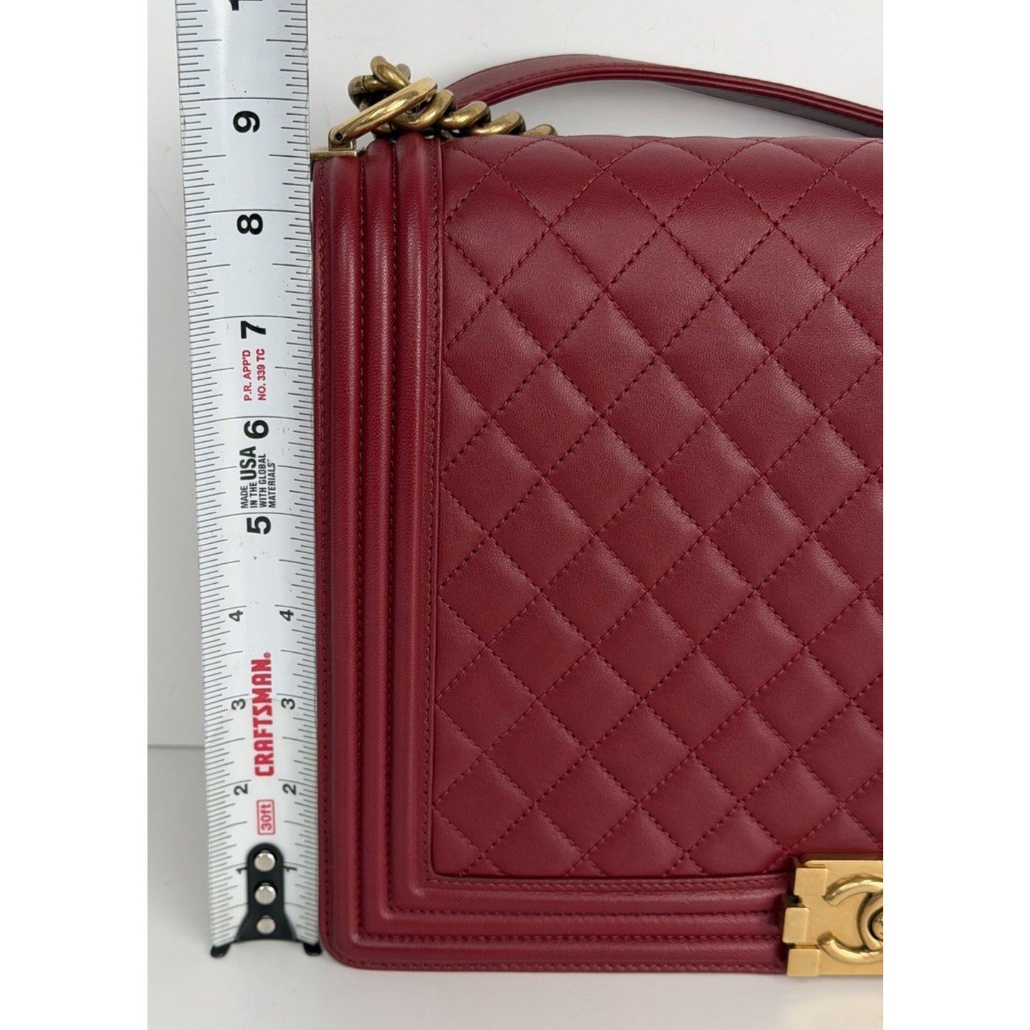 Chanel Boy Bag Large Red Leather & Aged Gold-Tone Hardware 2014 D8