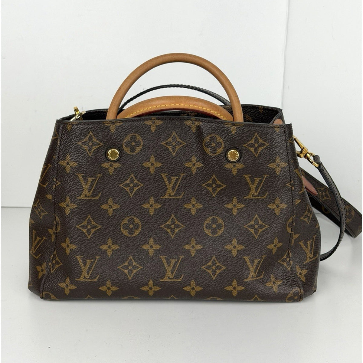 Louis Vuitton Montaigne BB Top-Handle Bag in Brown Coated Canvas 2019 S-02