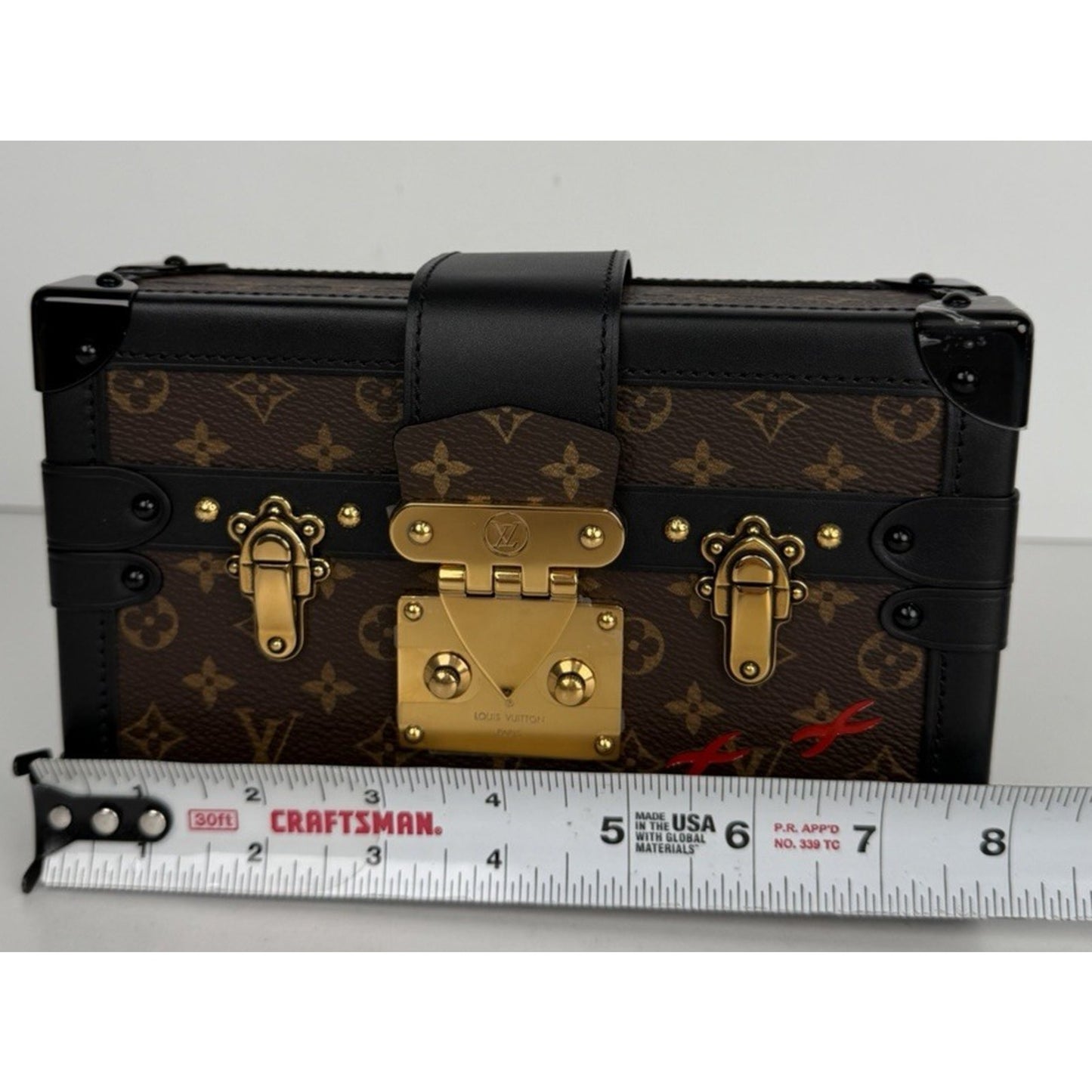 Louis Vuitton Monogram Petite Malle Bag in Coated Canvas Leather Trim NFC E-3