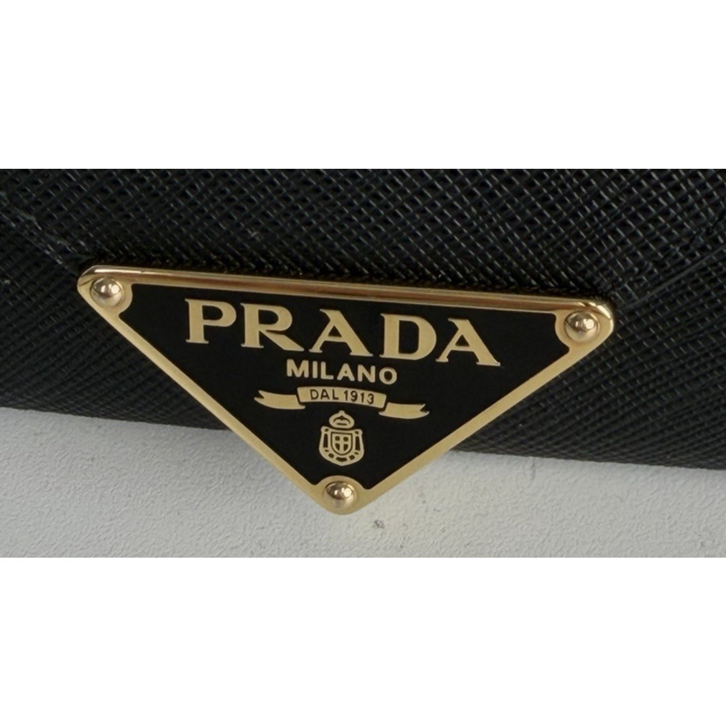 Prada Triangle Logo Plaque Envelope Chain Bag in Black Saffiano Leather NFC S11