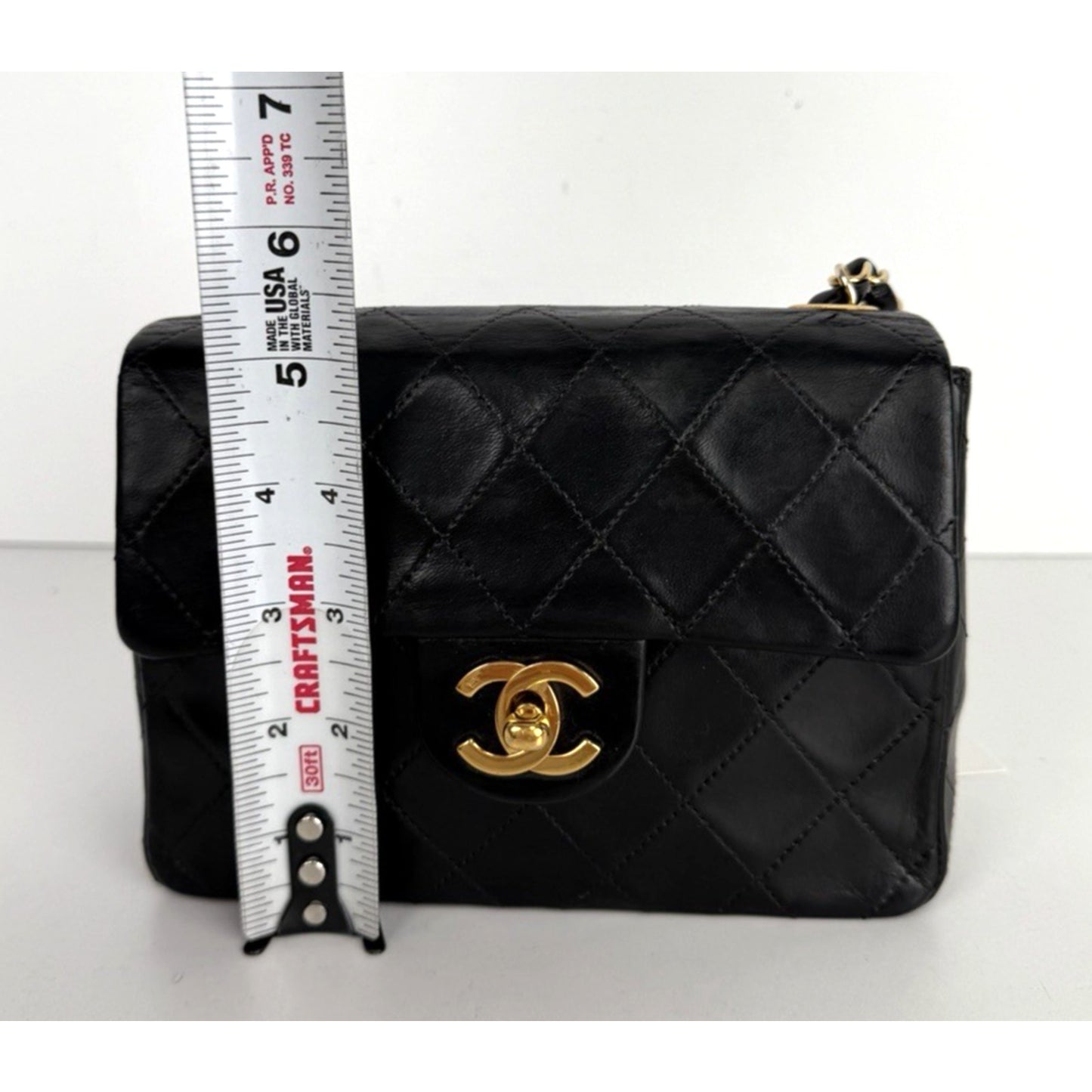 Chanel Mini Square Single Flap Bag in Black Vintage 1986-1988 E-8