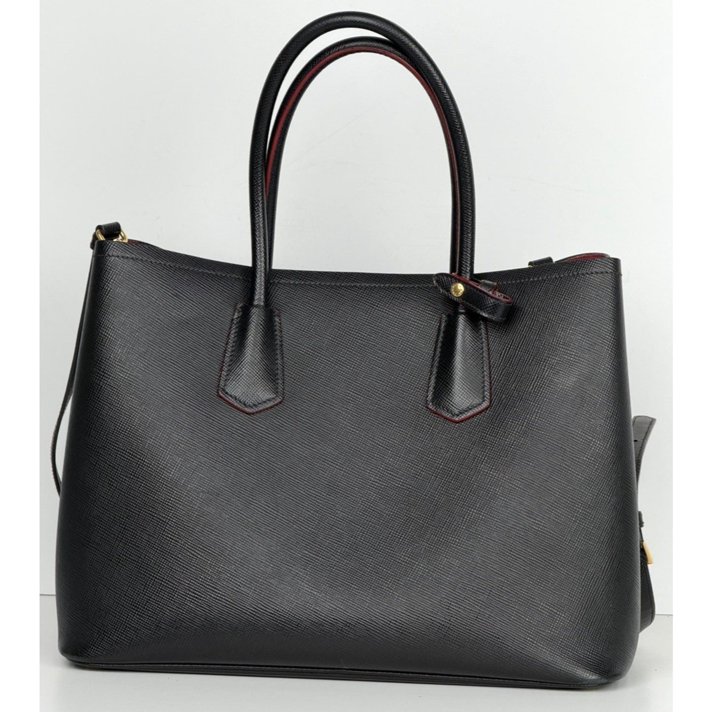 Prada Double Handle Signature Saffiano Leather Bag Large Tote in Black S07