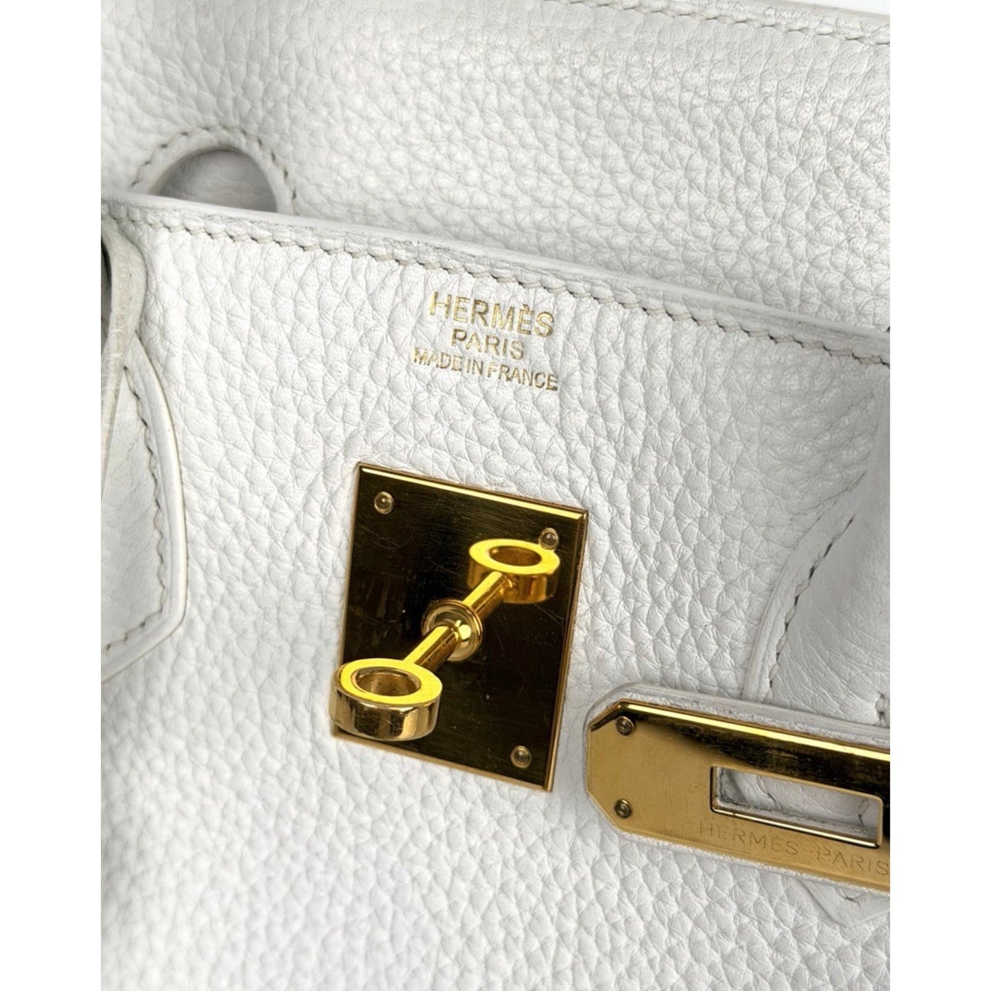 Hermes Birkin 30 Handbag in Off-White Clemence Leather 2015