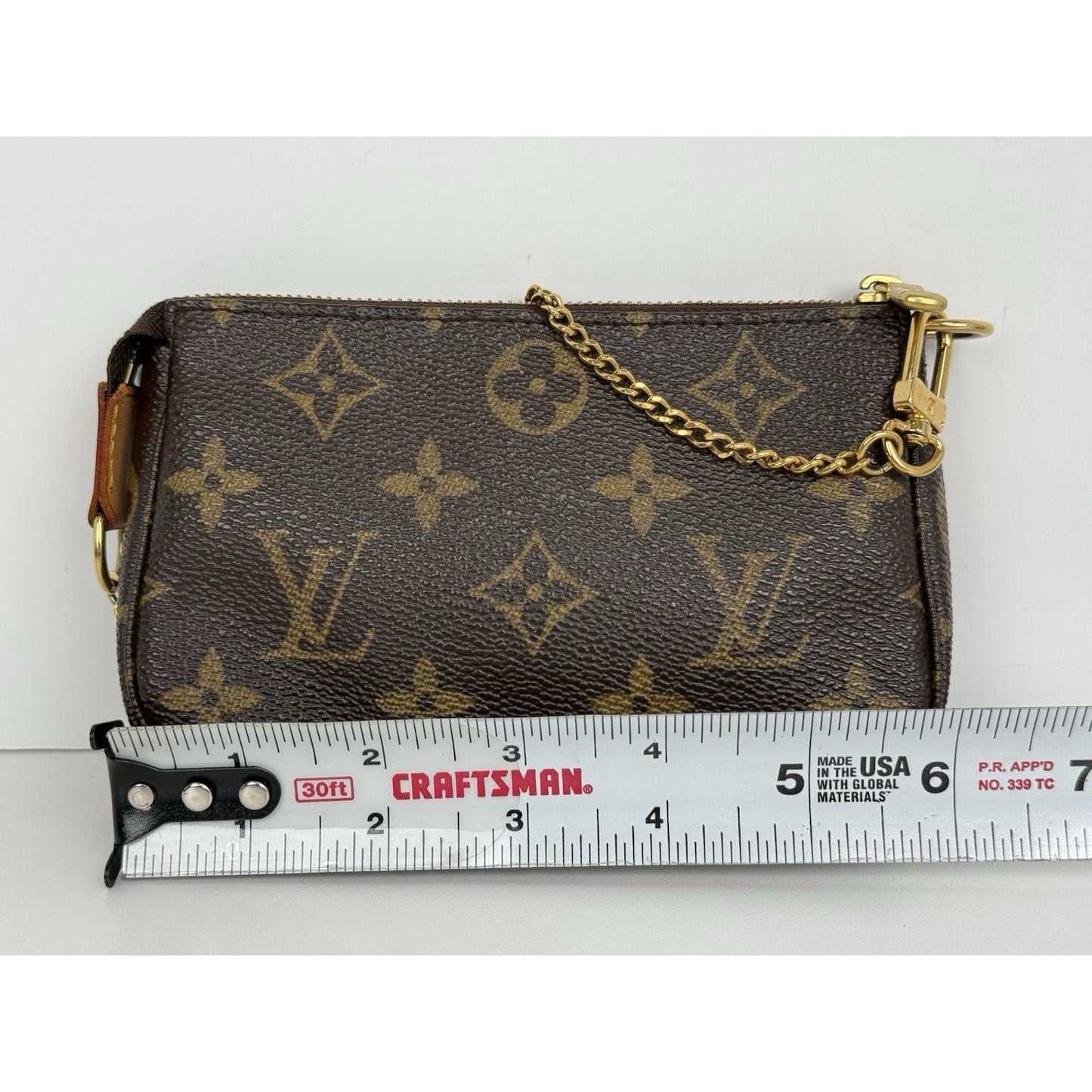 Louis Vuitton Mini Pochette Accessoires Monogram Canvas Brown with Gold Hardware