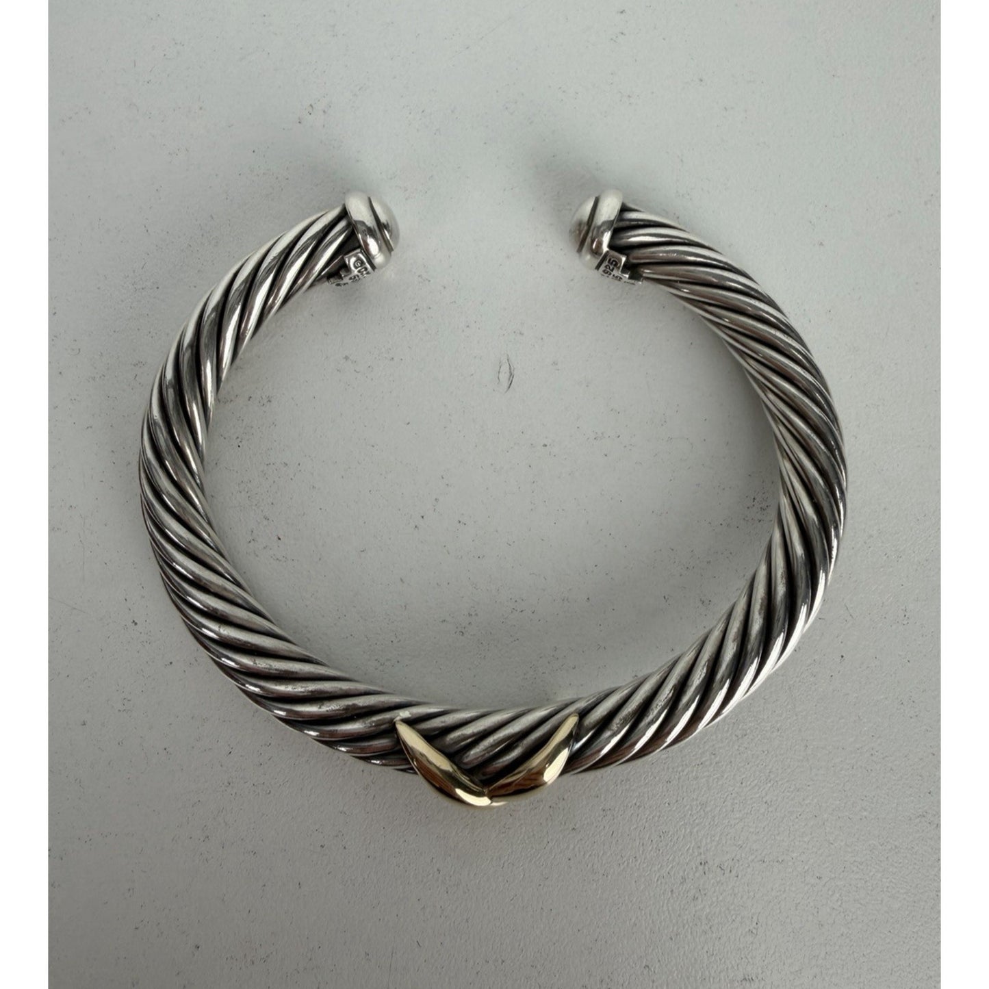 David Yurman X Classic Cable Station Bracelet 7mm in Sterling Silver & 14k Gold