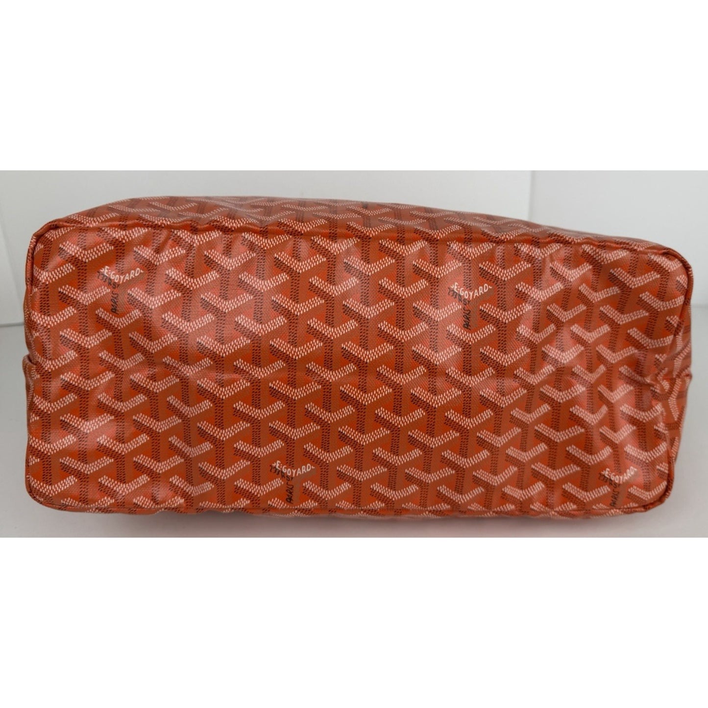 Goyard Saint Louis PM Tote Bag in Orange Goyardine Coated Canvas Leather Trim E5