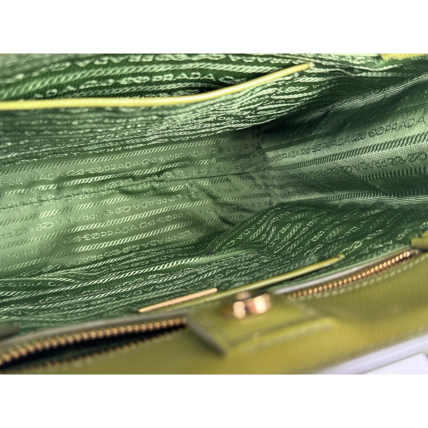 Prada Saffiano Leather Tote Bag Green with Gold Hardware D-1