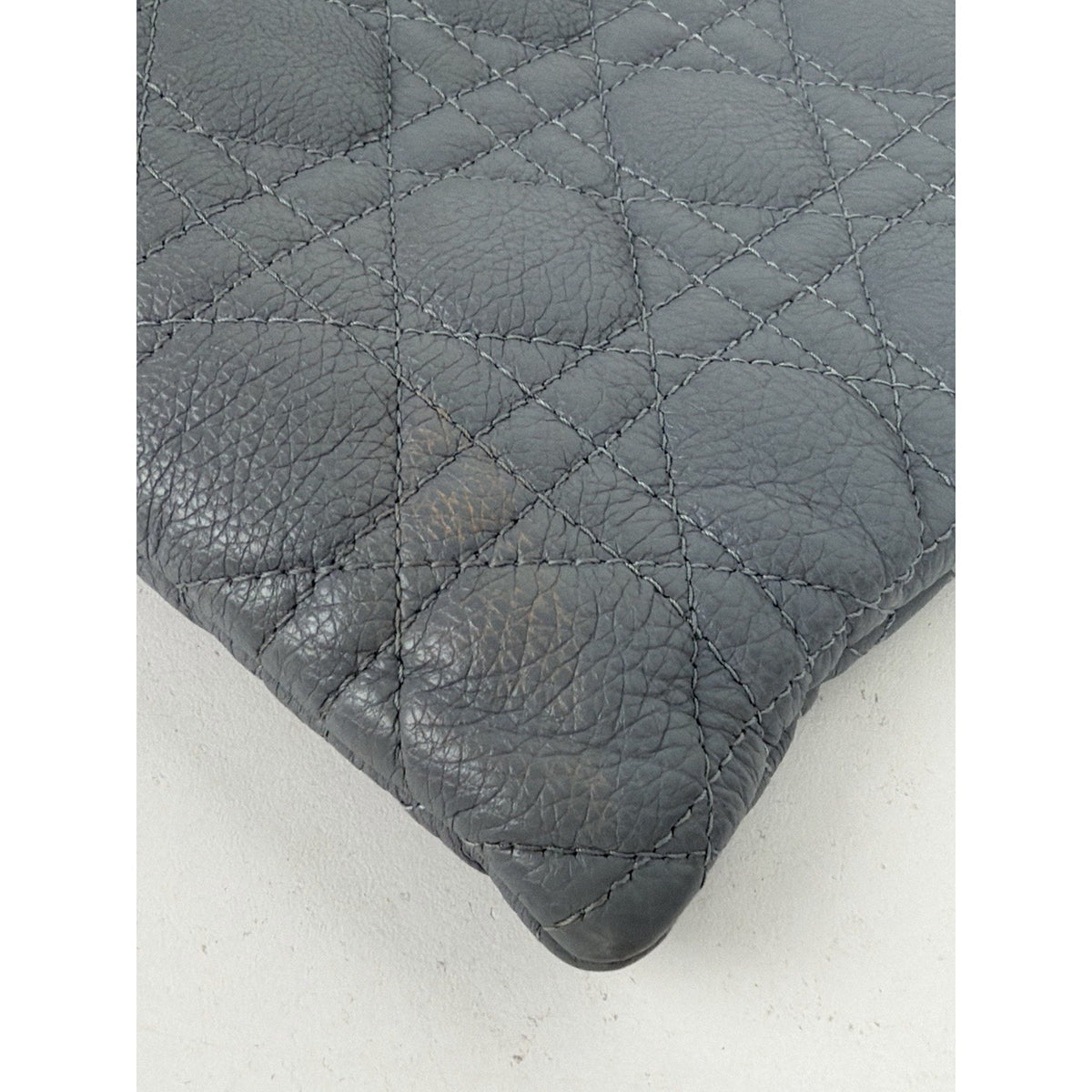 Christian Dior Caro Large Pouch Clutch Bag in Blue Quilted Calfskin Leather S03