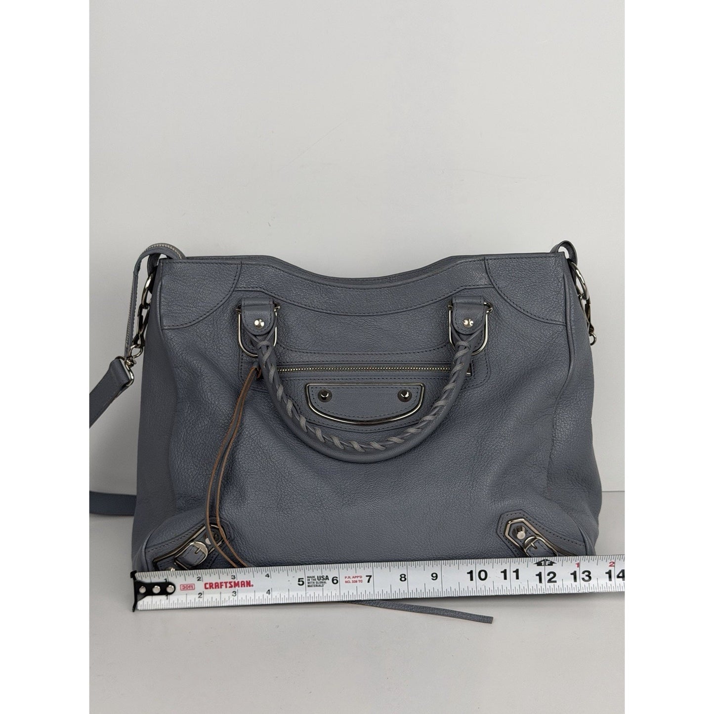 Balenciaga Motocross Classic City Shoulder Bag Medium in Grey Leather S