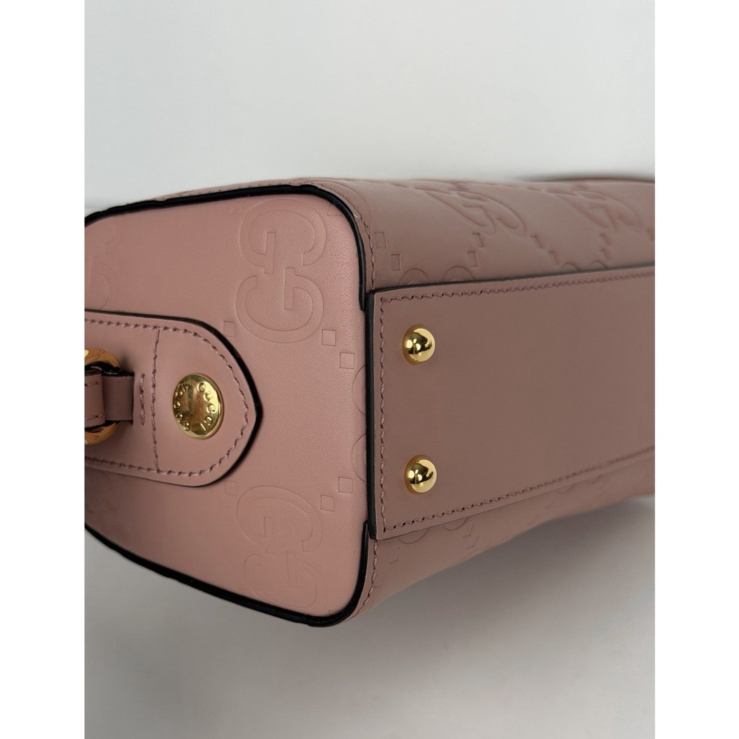Gucci Jumbo GG Super Mini Top Handle Bag in Soft Pink Leather C6