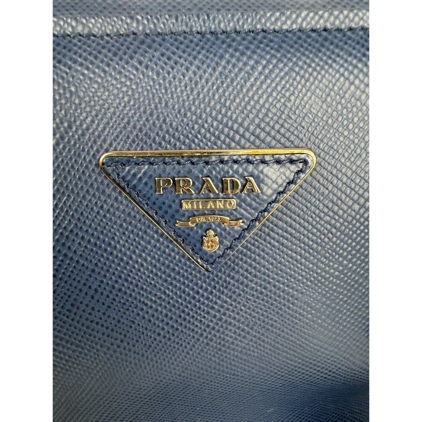 Prada Twin Tote Top Handle Bag Large in Blue Saffiano Cuir Leather S