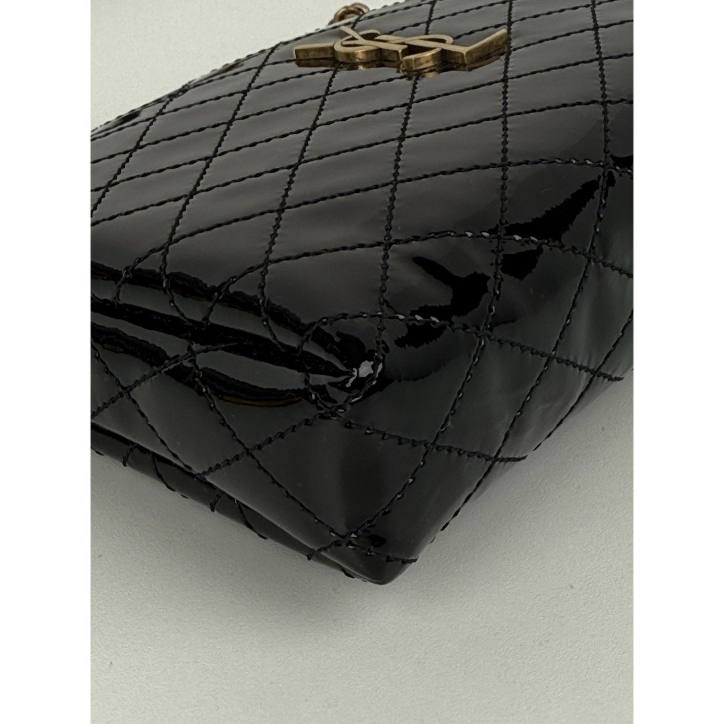 Saint Laurent Gaby Black Patent Leather Chain Strap Crossbody Women's Bag