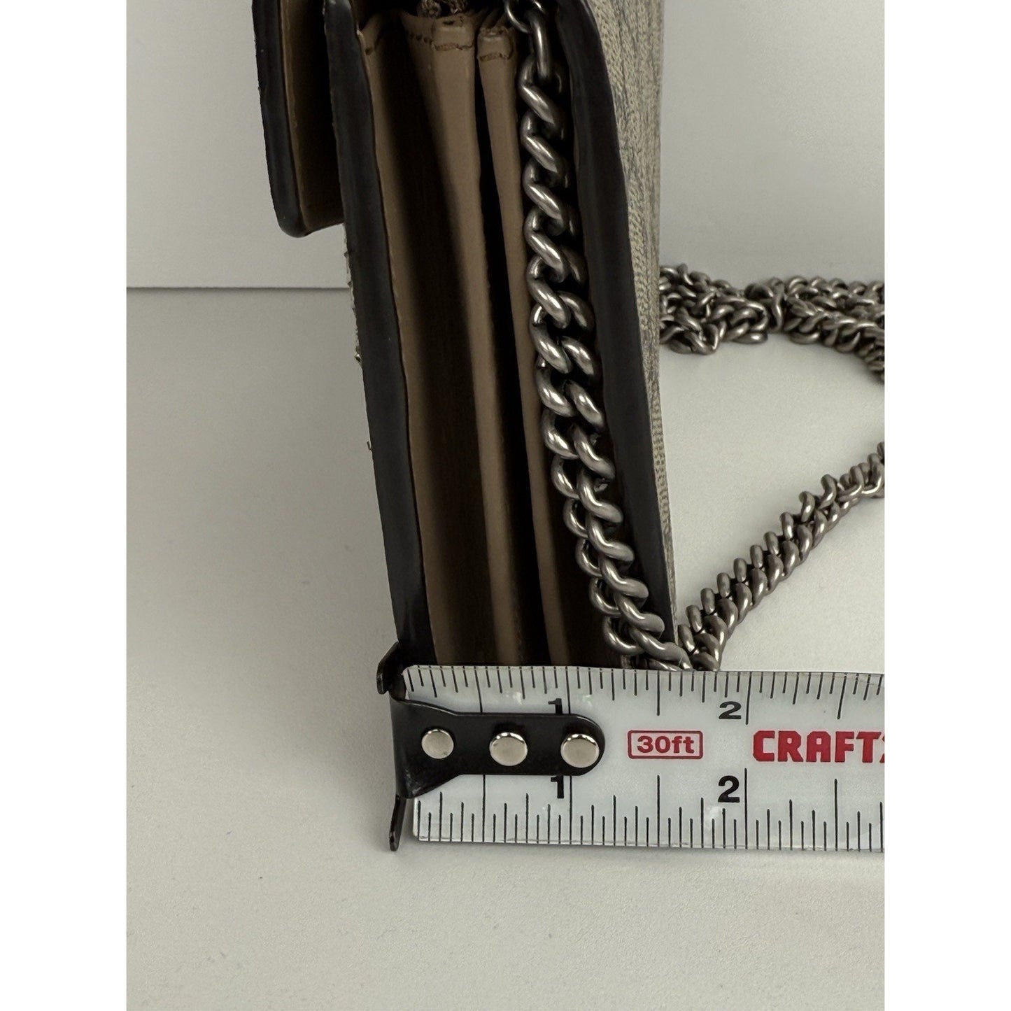 GUCCI Dionysus Supreme Canvas Wallet on Chain Crossbody Bag in Beige/Ebony