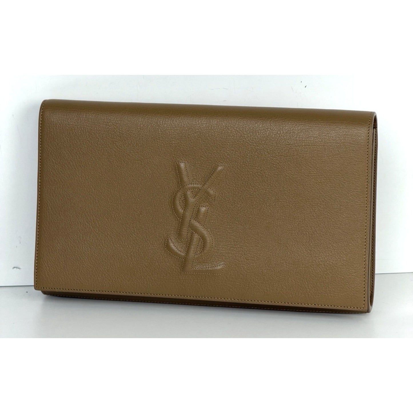 Saint Laurent Belle De Jour Large Clutch Bag in Beige Leather S19