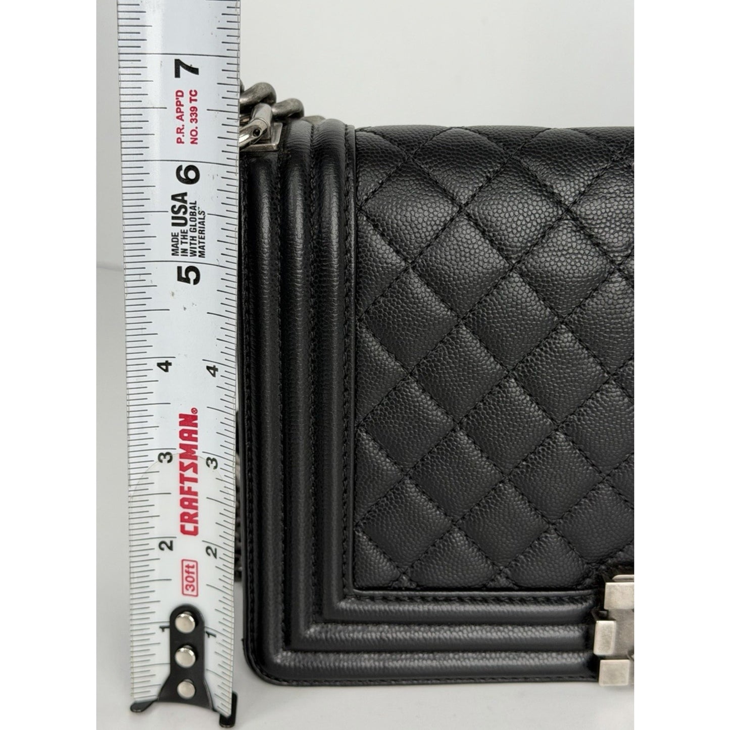 CHANEL Boy Flap Shoulder Bag Black Caviar Quilted Leather Medium 2019 C6
