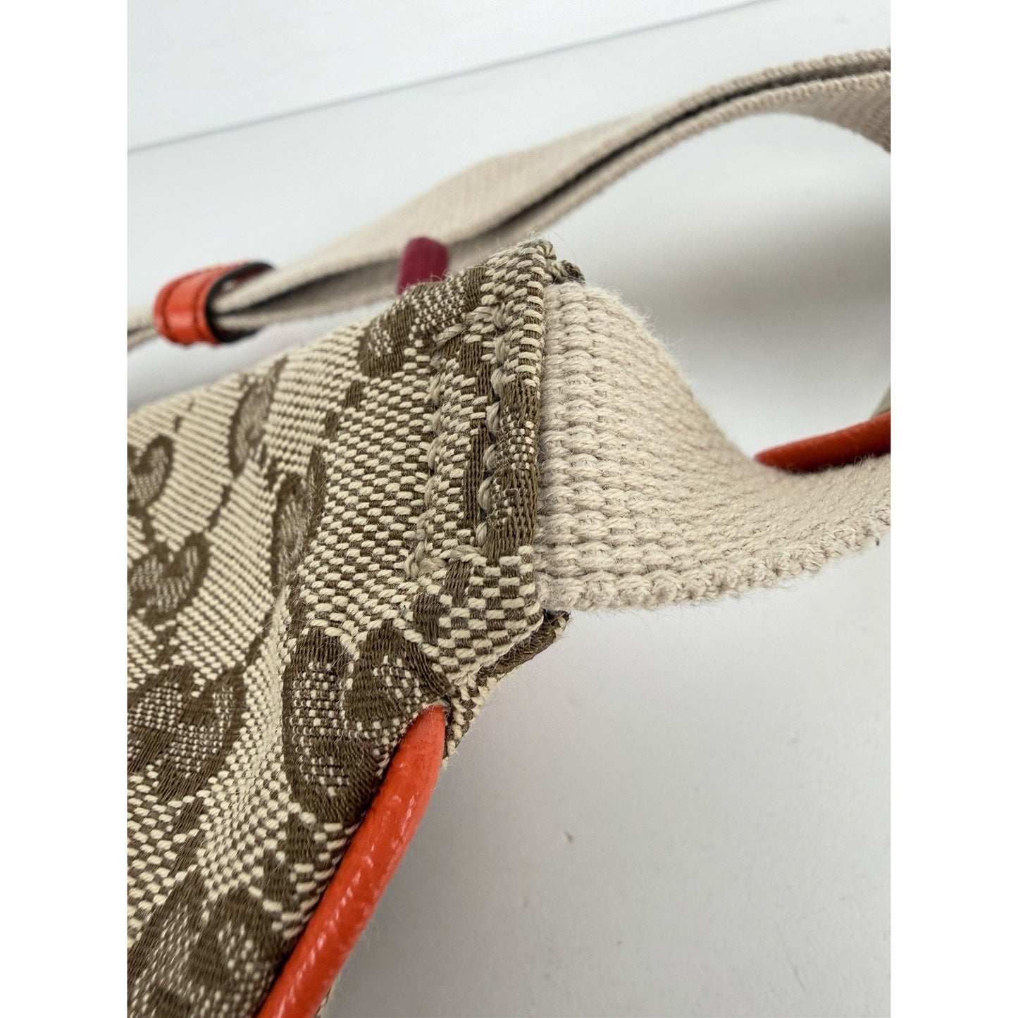 Gucci x The North Face Waist Belt Bag Beige Canvas & Orange Leather S08