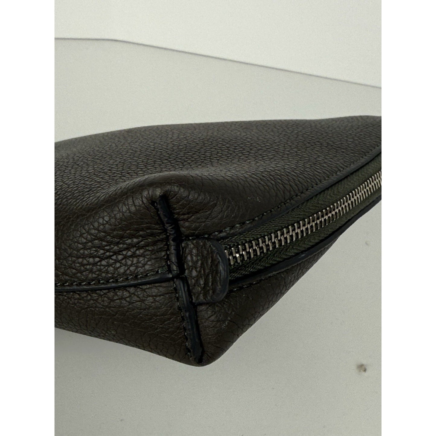 The Row Black Grained Leather Clutch