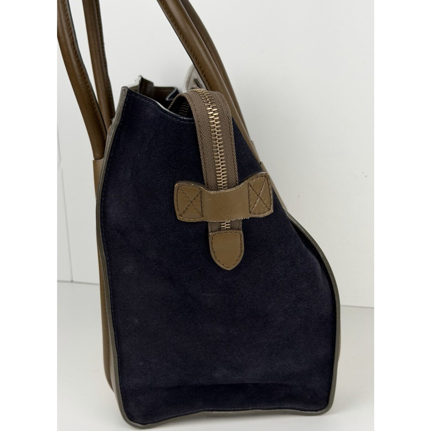 Celine Mini Luggage Tote Bag Cream Textured Calf Leather Tricolor 2014-2015 S