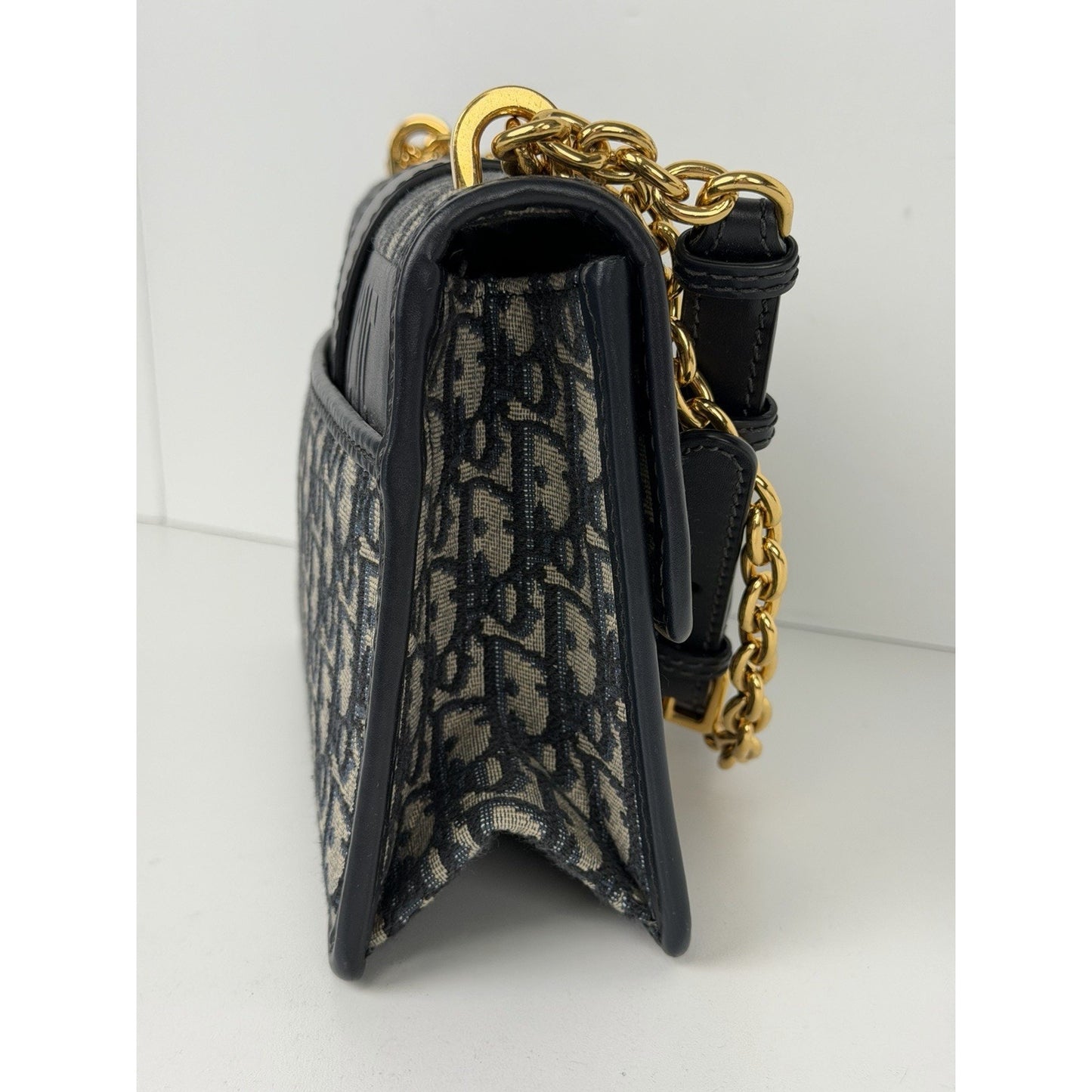 Dior 30 Montaigne Chain Bag Blue Oblique Jacquard & Gold-tone CD Clasp D8
