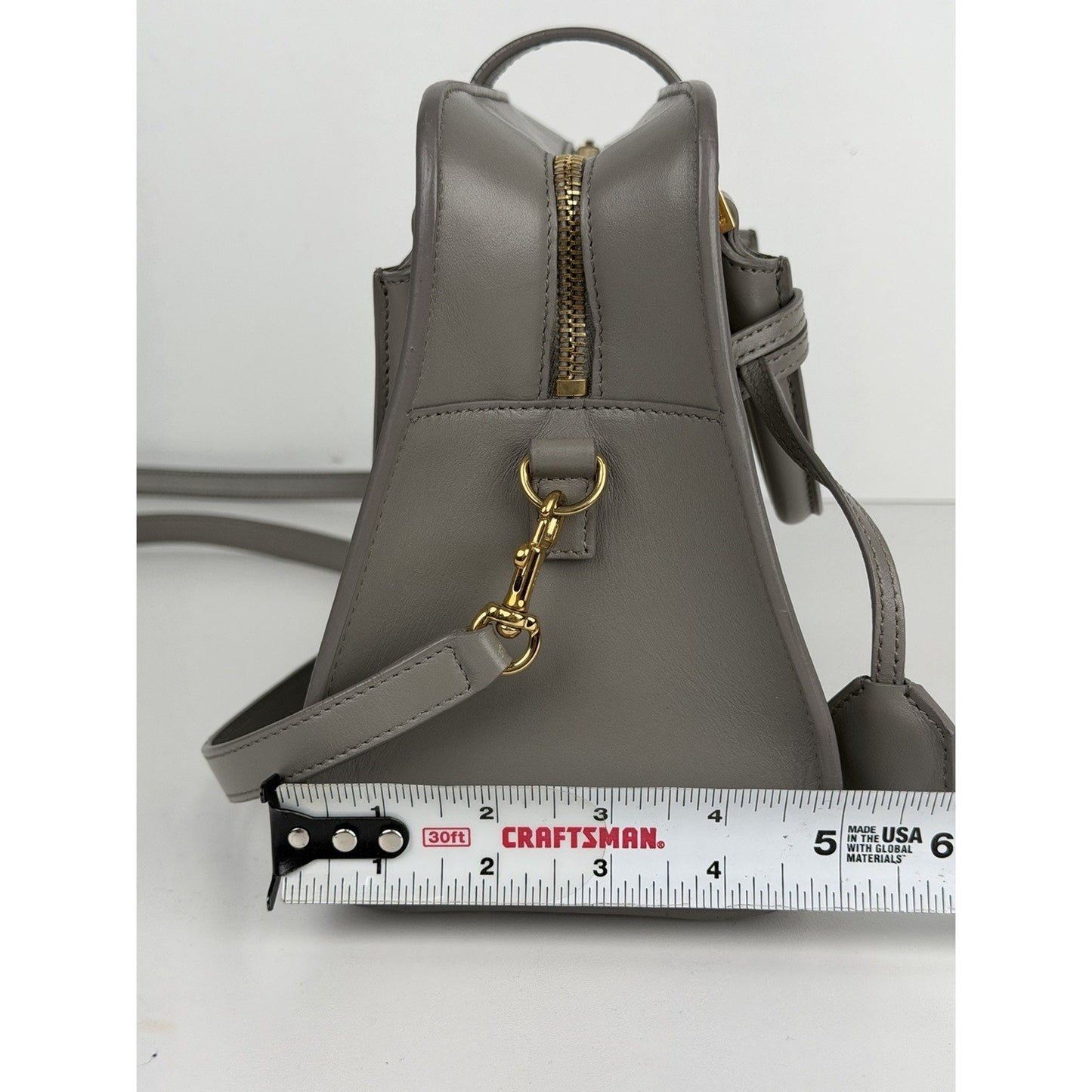 Saint Laurent Baby Monogram Downtown Cabas Bag in Gray Calfskin Leather S-19