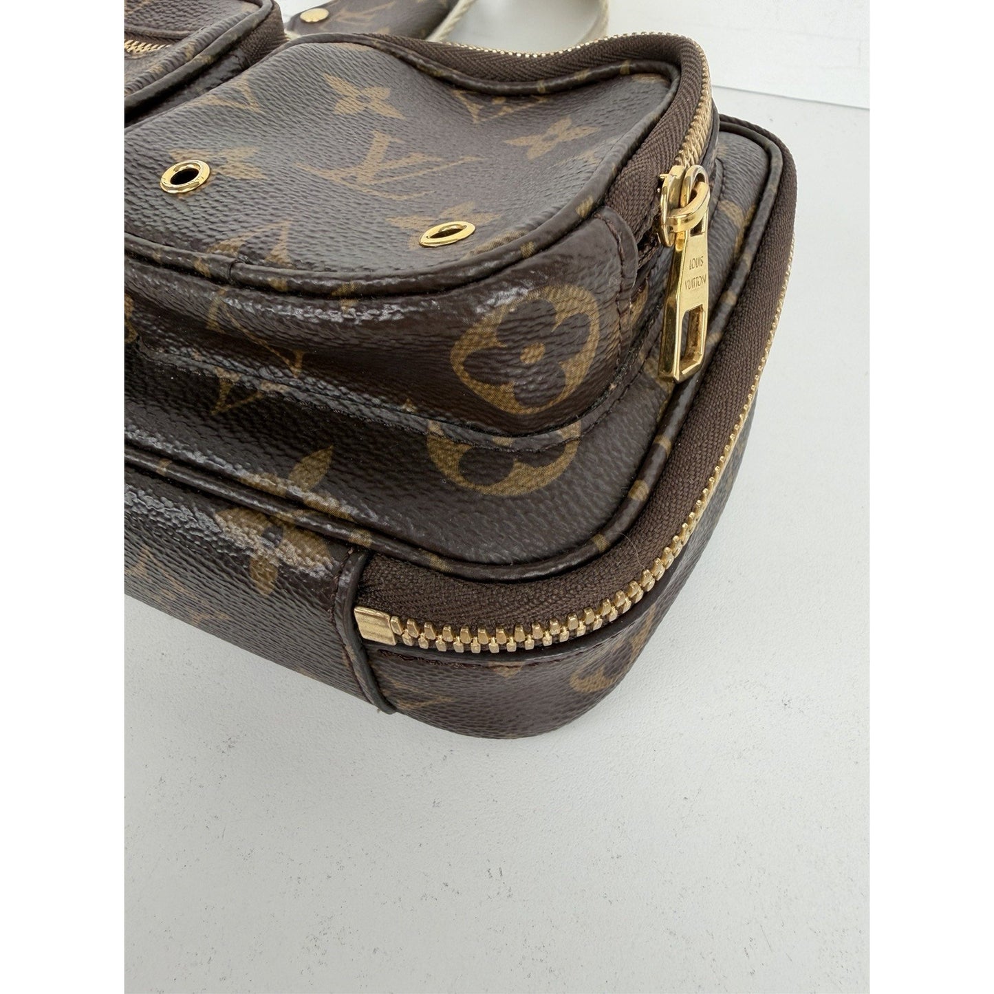 Louis Vuitton Utility Shoulder Bag in Brown LV Monogram Coated Canvas NFC E-1