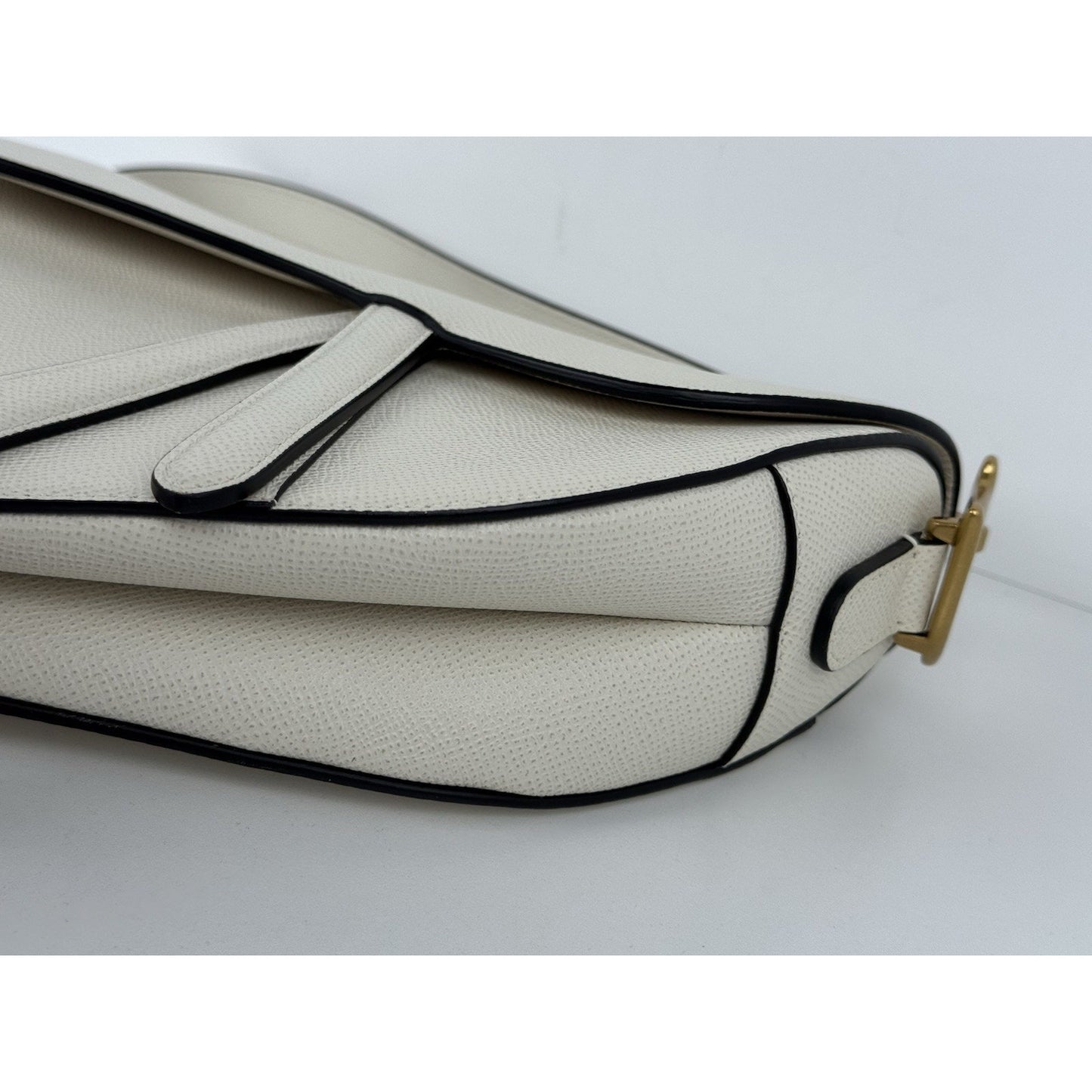 Christian Dior Medium Saddle White Leather Shoulder Bag