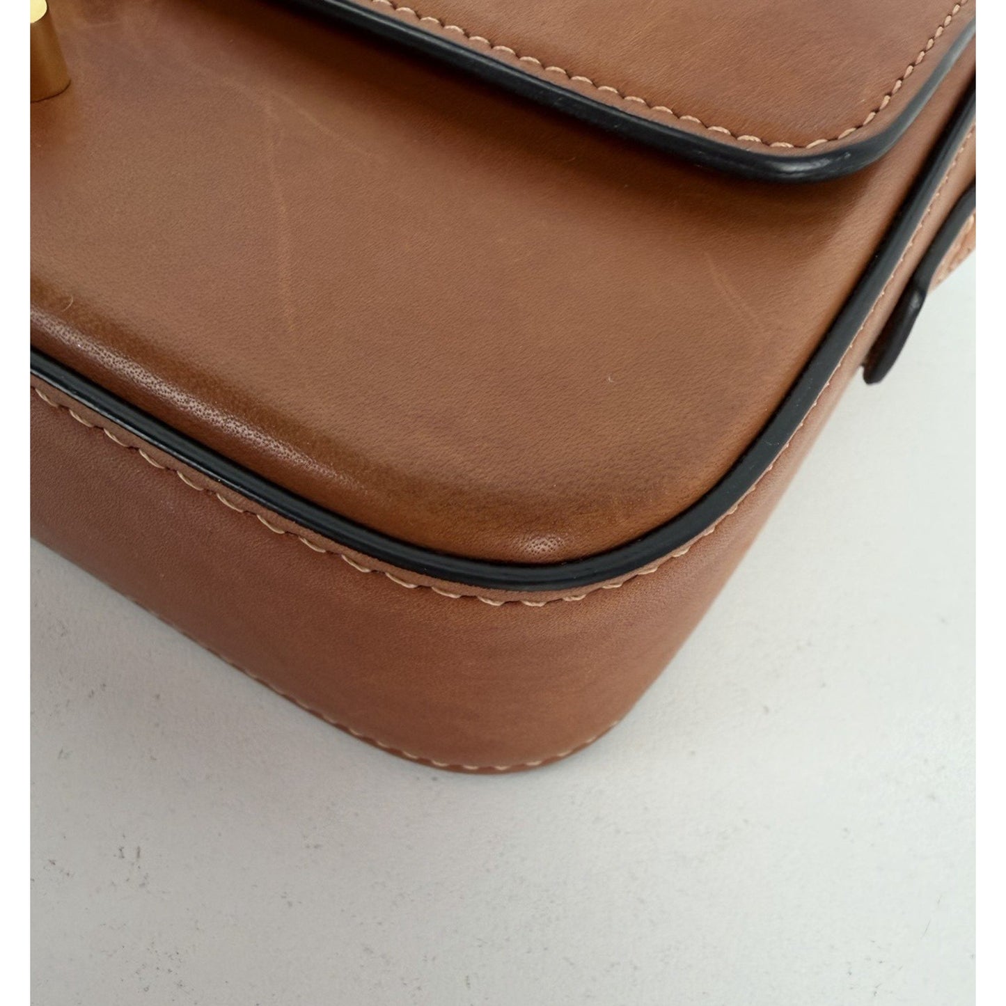 Celine Triomphe Claude Shoulder Bag in Natural Calfskin Leather Gold Hardware C5