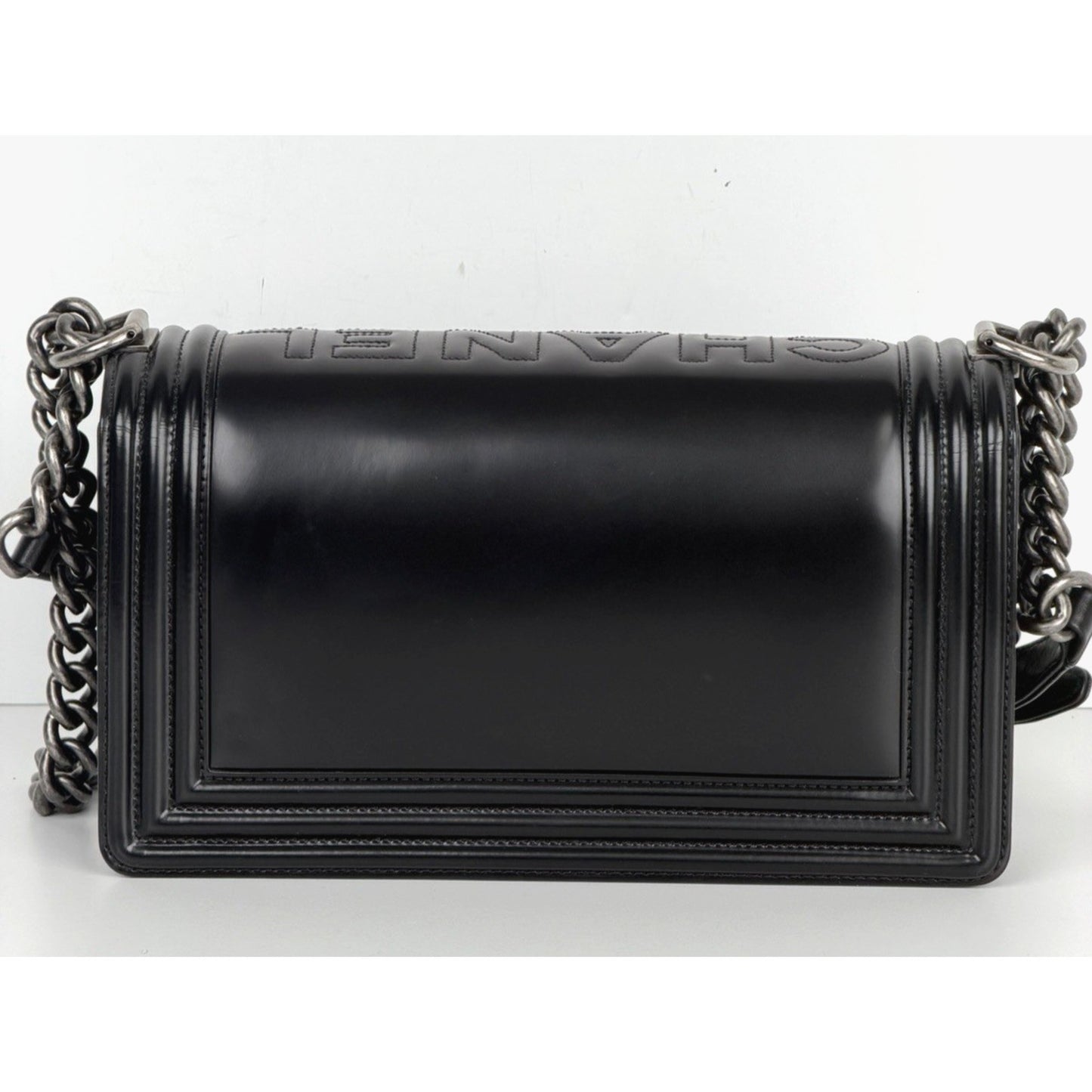 Chanel Reverso Boy Bag Medium in Black Calfskin Leather 2015-2016 B6